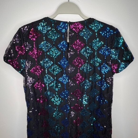 London Times Petites Short Shift Sequin Dress 8P  Multicolor Short Sleeve NWT - Picture 6 of 8